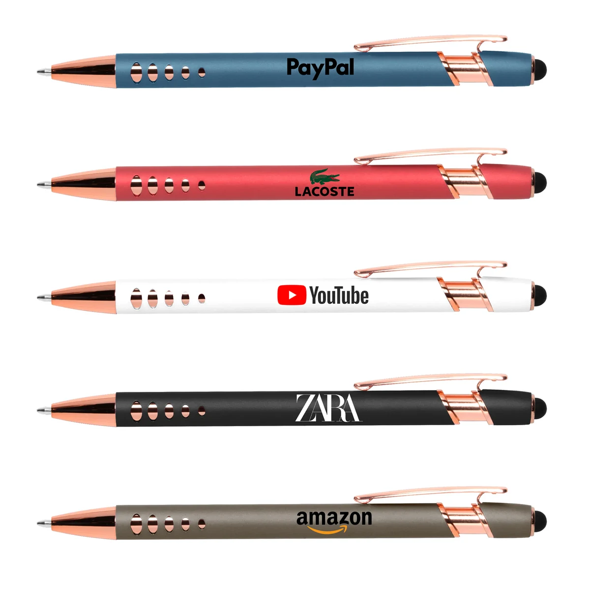 Stylus-4563 Ballpoint Soft Touch Pens with Rose Gold Trims 1