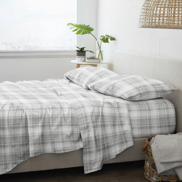 Flannel Bed Sheets - Plaid Queen 4 Set 1