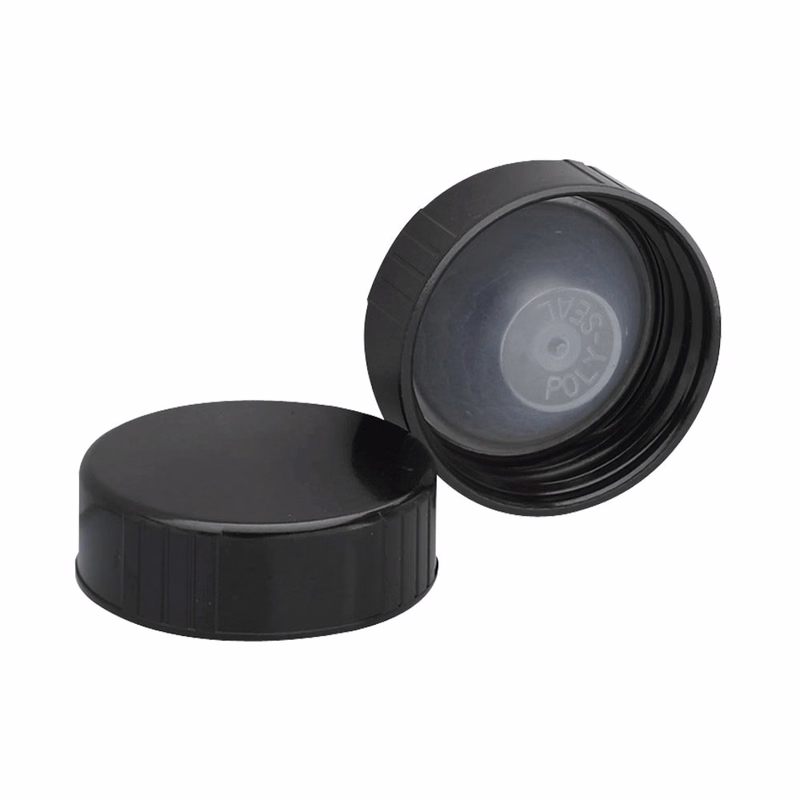 Black Plastic Ployseal Lids for 32 oz. Boston Rounds