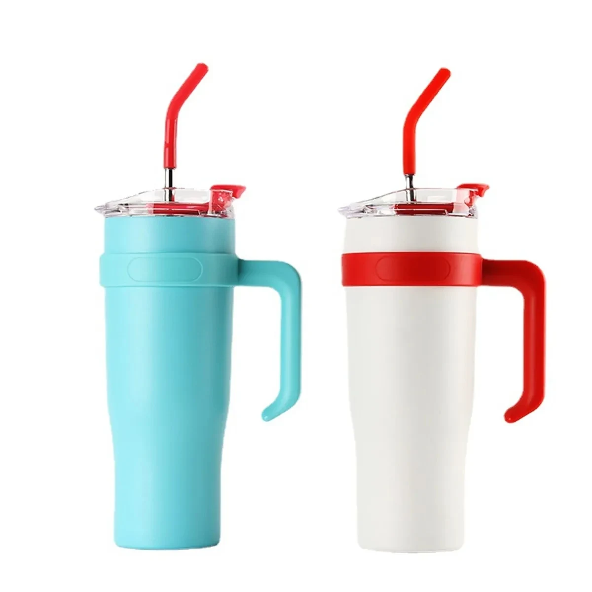 40 oz Insulated Tumbler Mug with Handle and Straw Lid 1