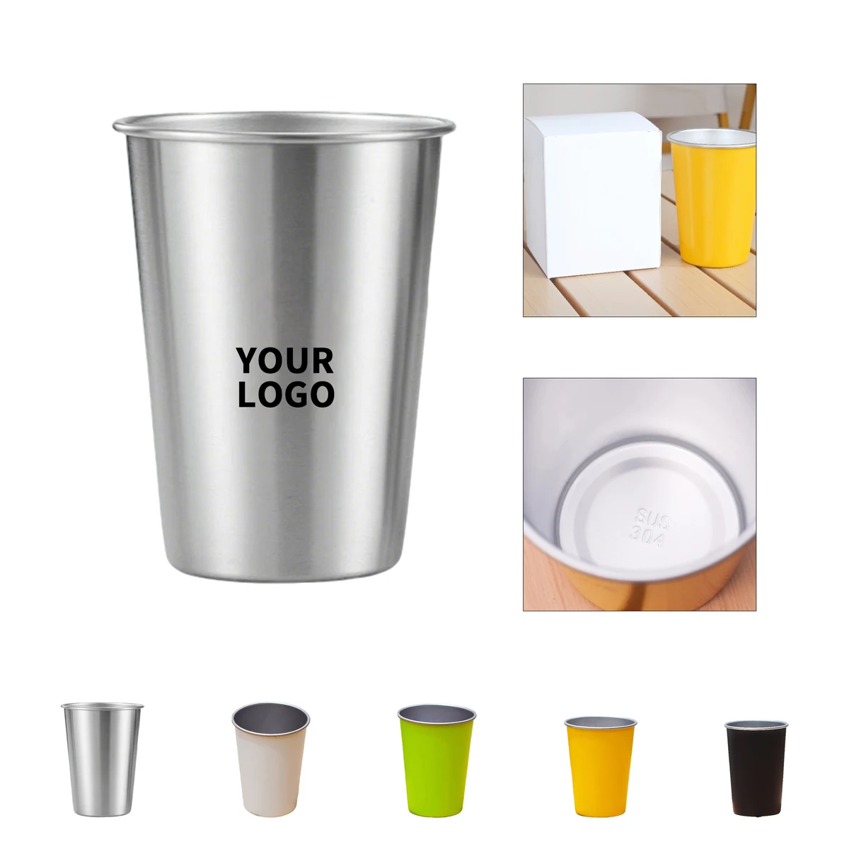 Stainless Steel Pint Cup 16 Ounce Powder Coated Black 1