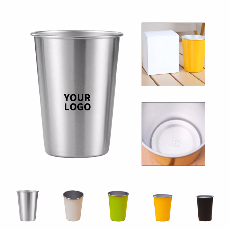 Stainless Steel Pint Cup 16 Ounce Powder Coated Black