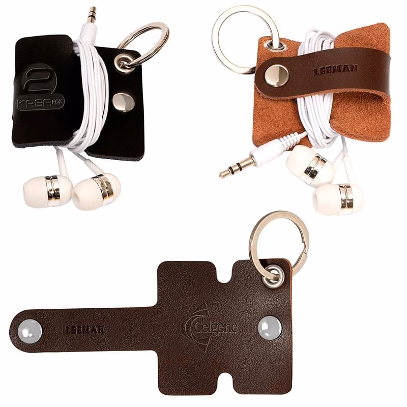 Leeman�? Genuine Leather Cord Organizer with Snap