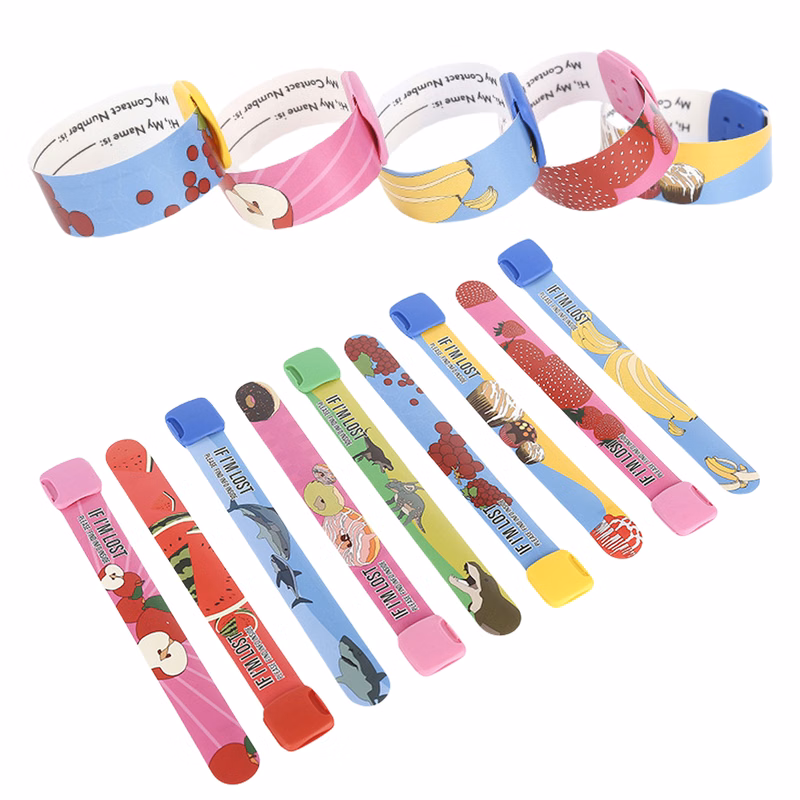 Colorful reusable Kids ID Wristbands MOQ50