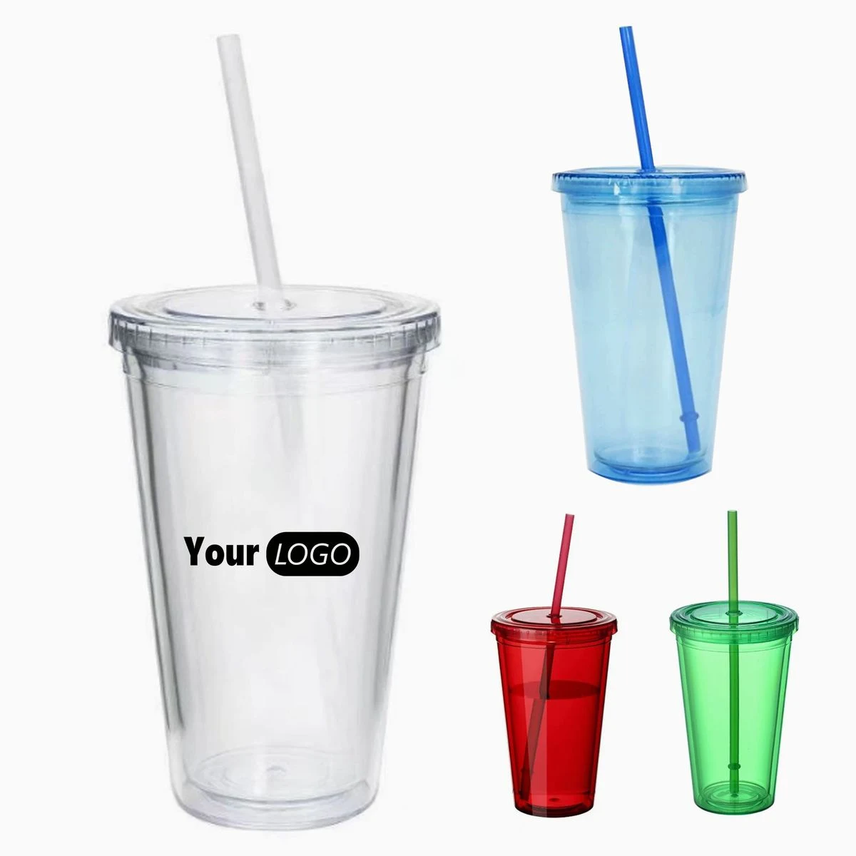 Simple double-layer plastic straw cup 1