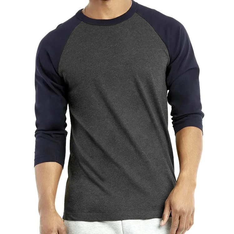 Men's 3/4 Sleeve Baseball T-Shirt - Small Navy/Charcoal 1