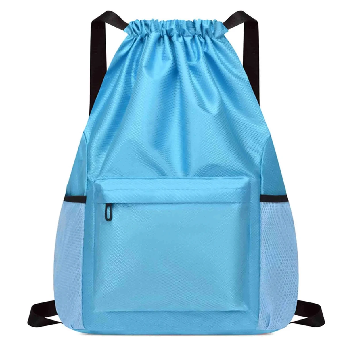 Waterproof Drawstring Backpack With Front Zipper Pocket 1