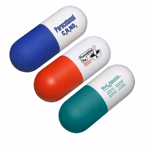 Custom 4.5 inch Foam Capsule Stress Ball — Healthcare Event Giveaway