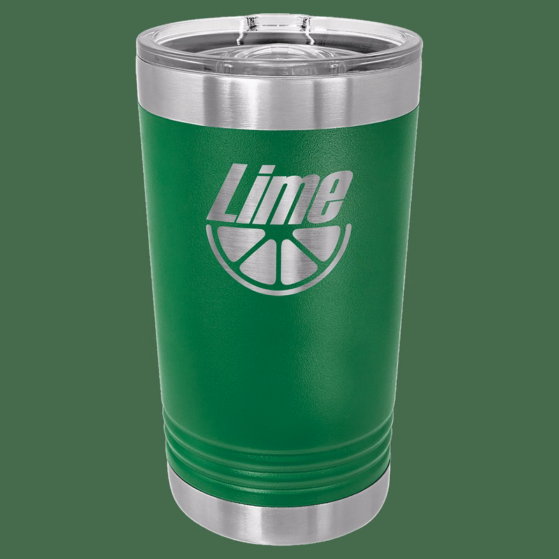 16 oz. Green Laser Engraved Polar Camel Pint Tumbler w/Slider Lid