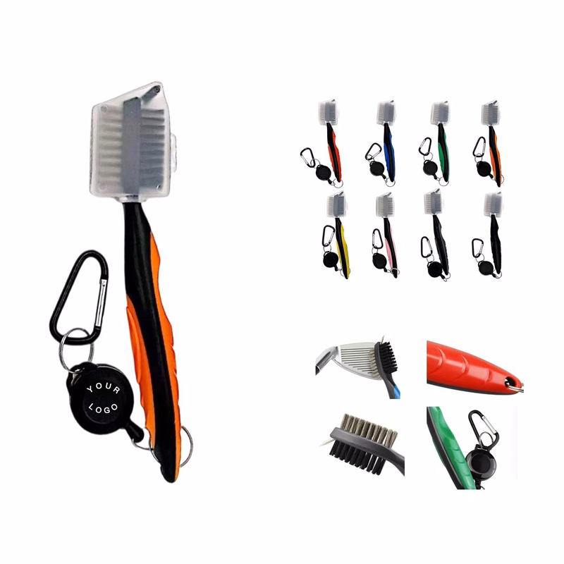 Golf Club Brush with Carabiner and Zip-Line