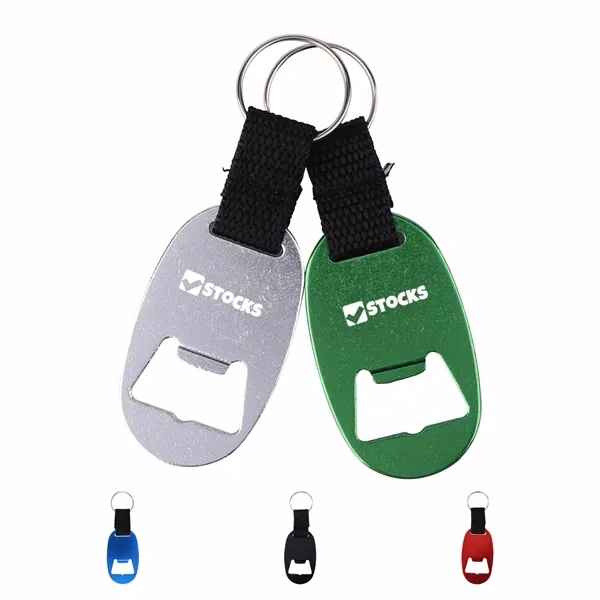 Custom Aluminum Oval Bottle Opener Keychain with Braided Strap — Bar & Events