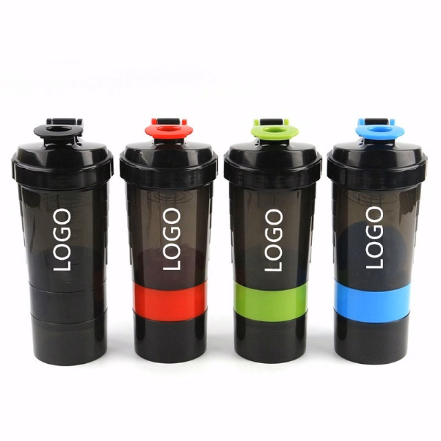 3 in 1 Plastic Sports Gym Protein Shaker Bottle