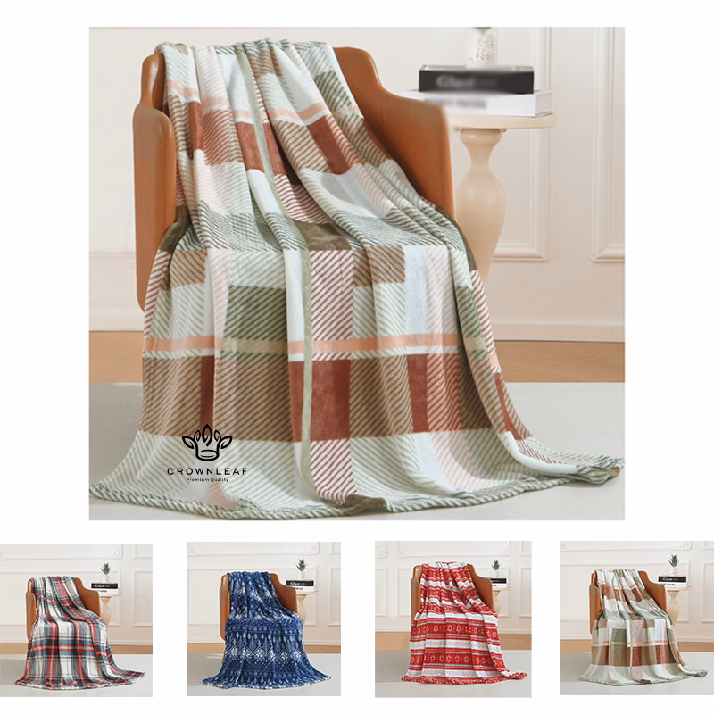 Flannel Fleece Luxury Throw Checkered Gradient Blanket