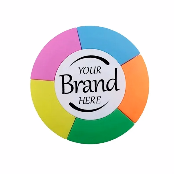 Custom 5-Color Round Highlighter Set — Creative Marker Pen Office Supplies