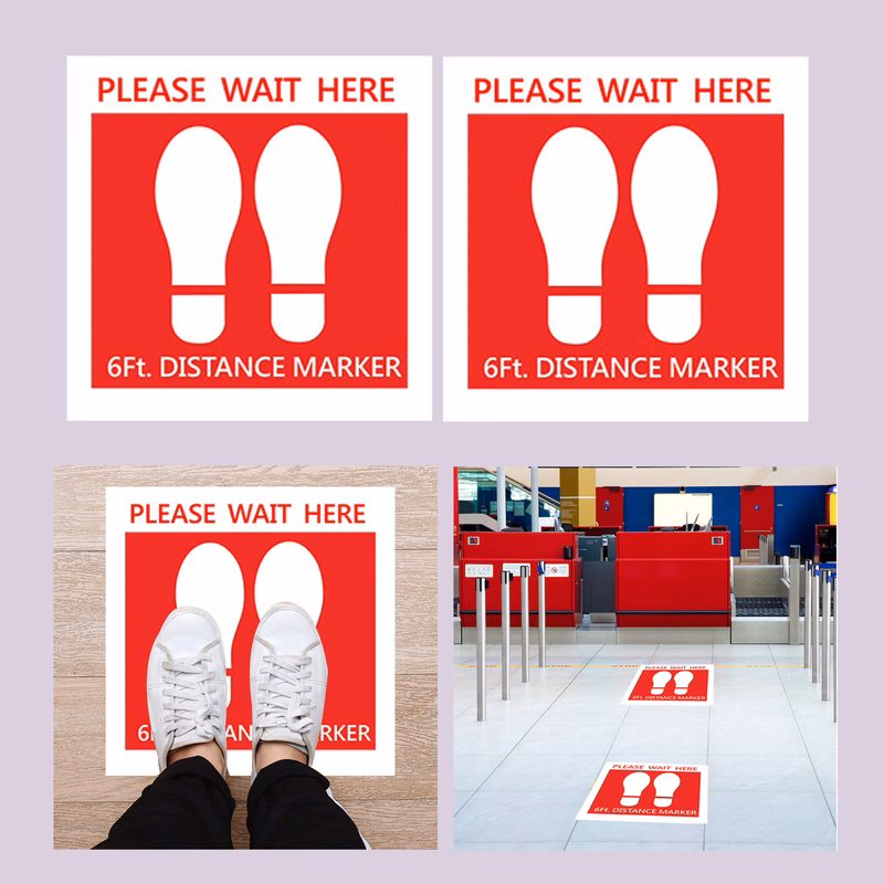 PPE Floor Decal, 6 Ft Apart Social Distance Sticker