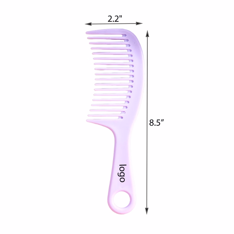 Wide-tooth custom-printed logo comb