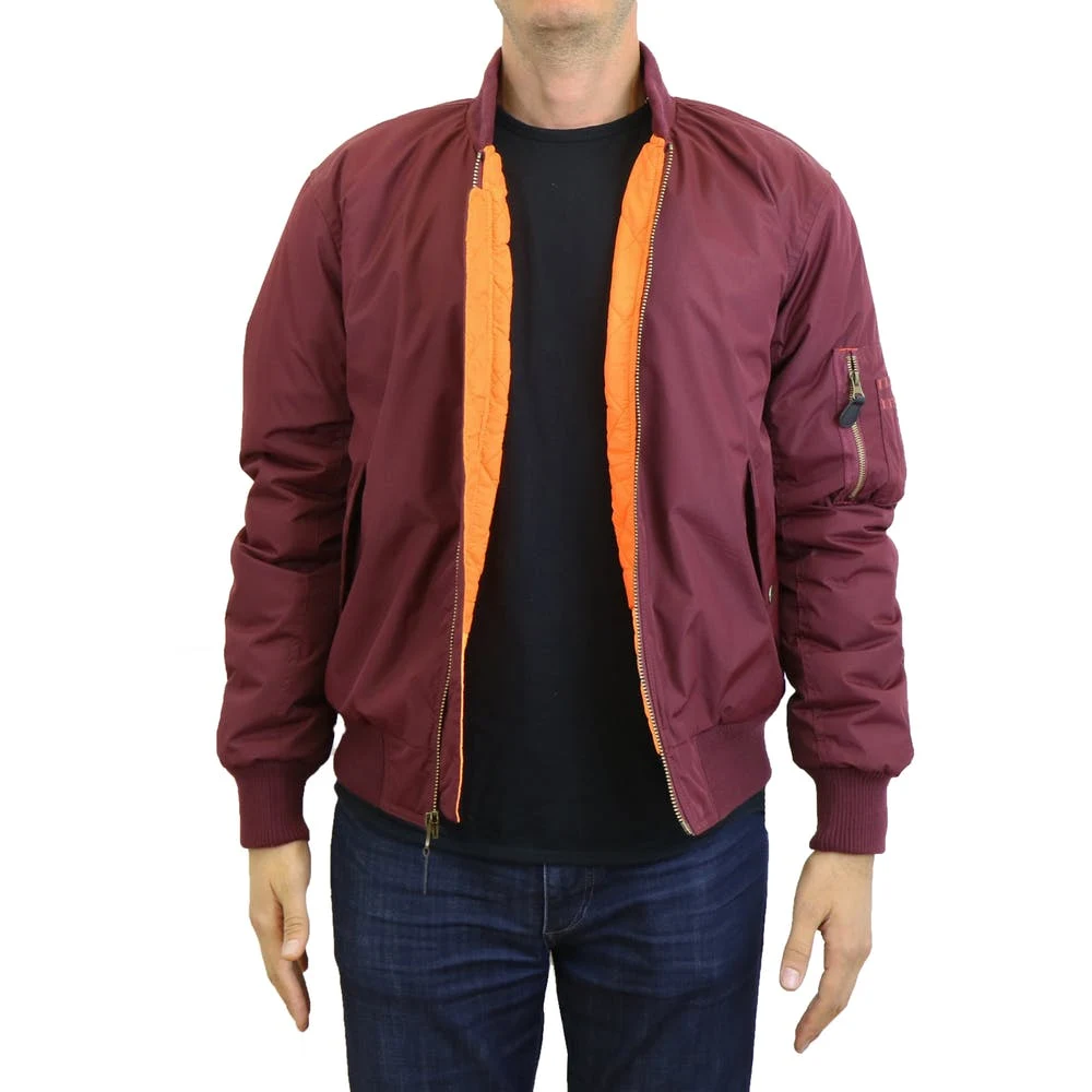 Men's Bomber Jackets - Size S - 2X Maroon Full Zip 1