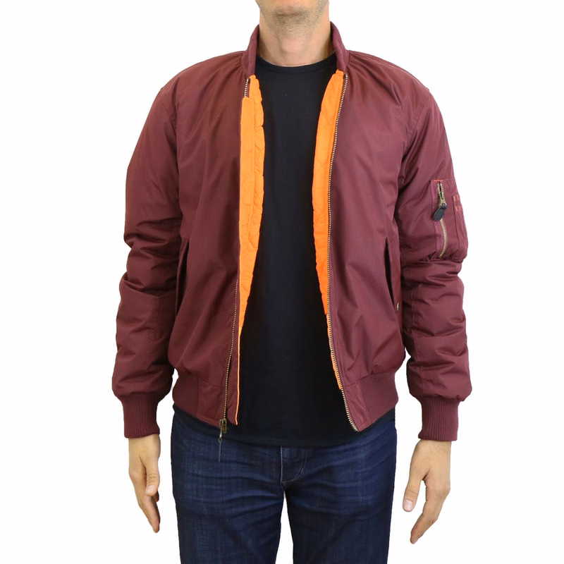 Men's Bomber Jackets - Size S - 2X Maroon Full Zip