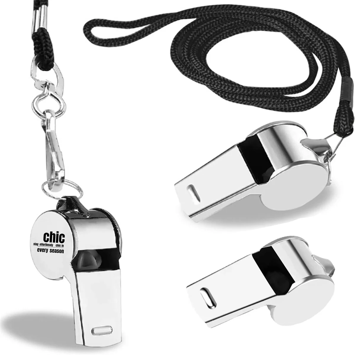 Stainless Steel Sports Whistle with Lanyard for Referees 1