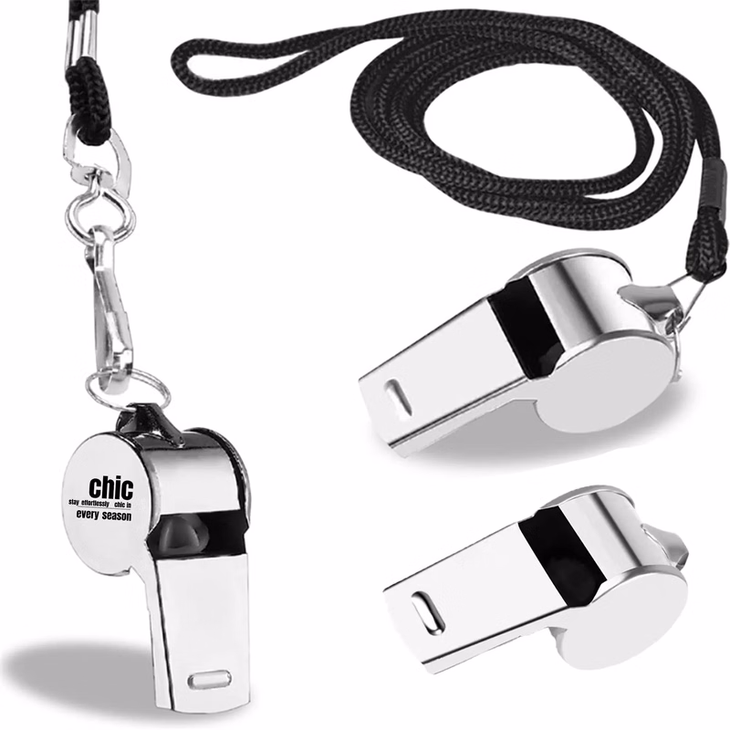 Stainless Steel Sports Whistle with Lanyard for Referees