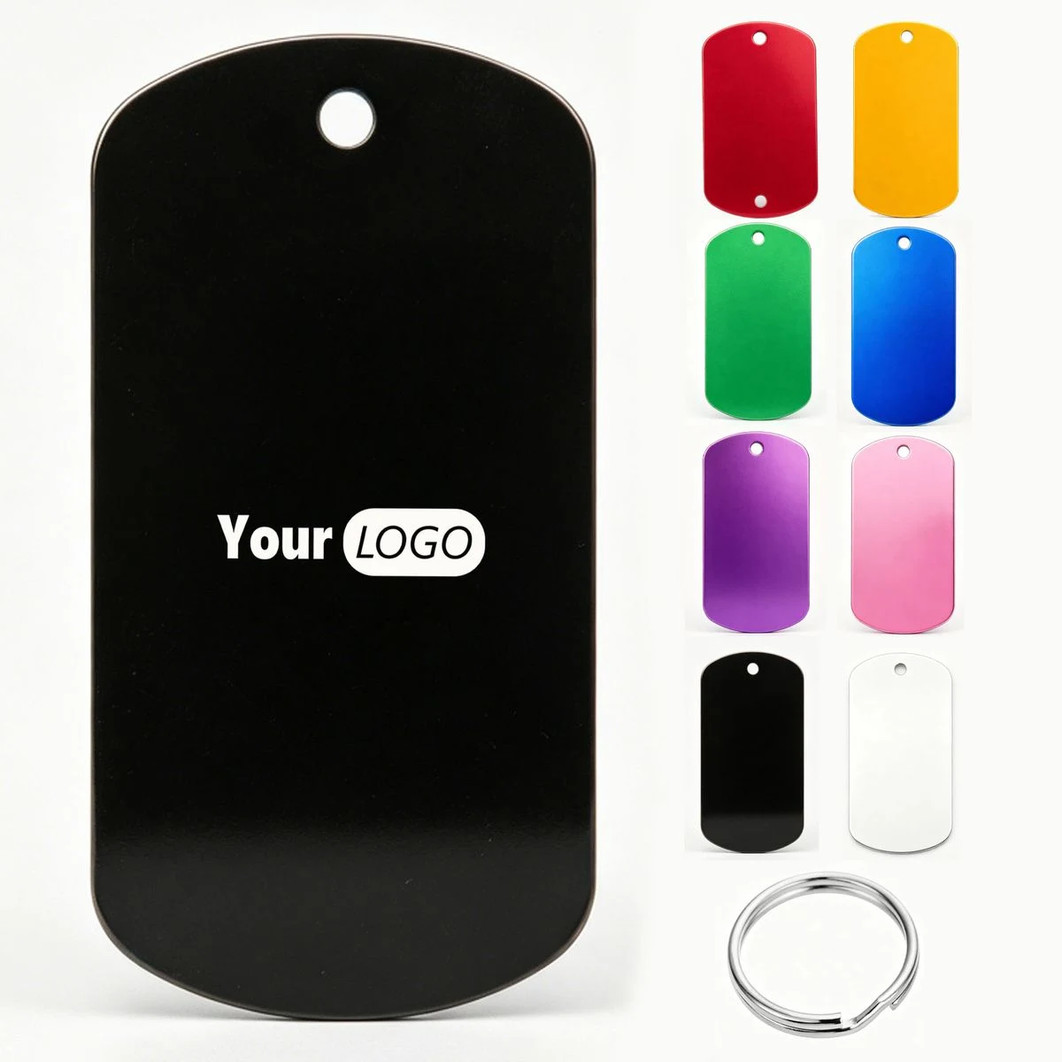 Rectangle Metal Key Tag Pet ID Accessory 1