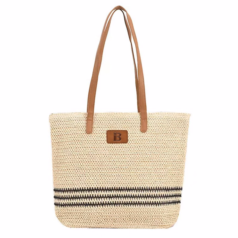 Hand-woven Straw Shoulder Summer Beach Bag