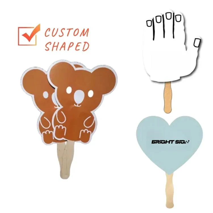 Custom Shaped Paper Fan with Wooden Handle 1