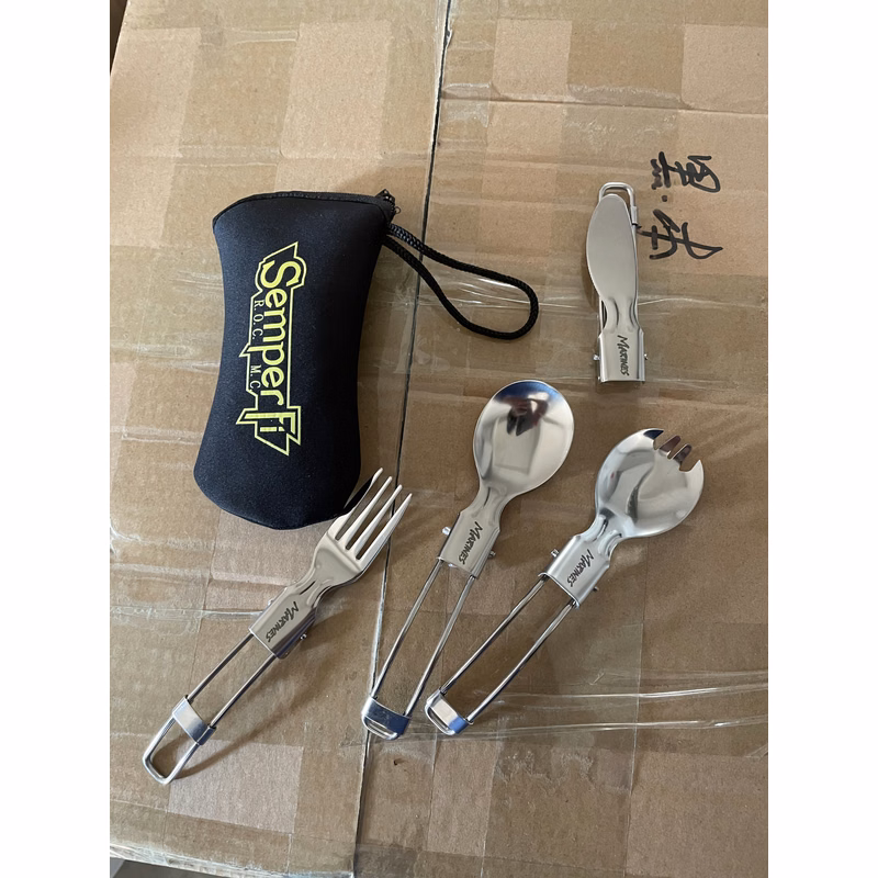 Outdoor Foldable Stainless Steel Fork Knif Spoon Set