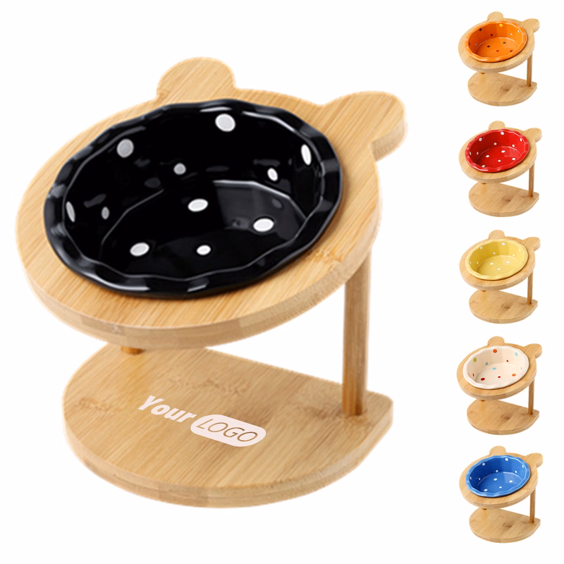 Ceramic Cat Bowl Rack And Cat Bowl