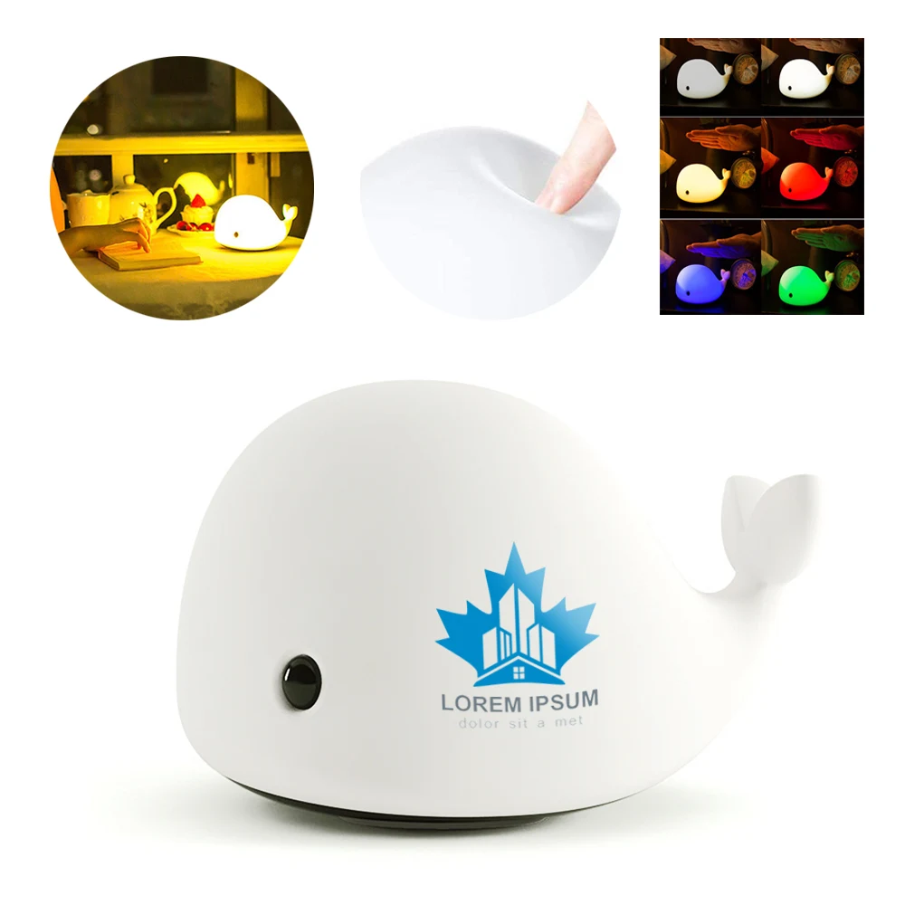 Silicone Whale Night Light With ABS Base & USB Charging 1