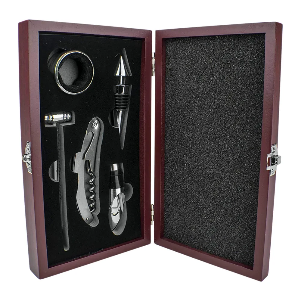 5-Piece Corkscrew Tool Set with Redwood Case 1