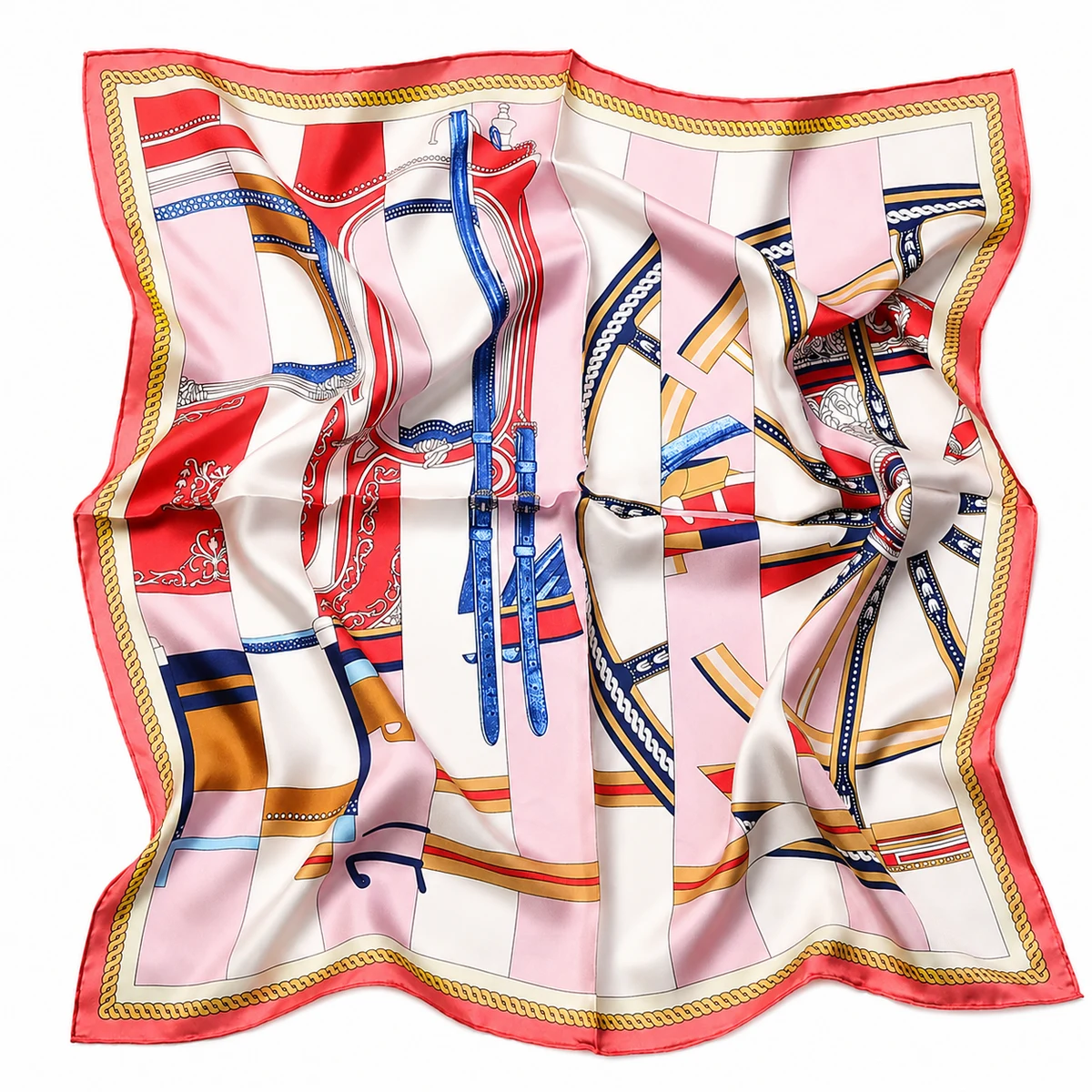 Custom Printed Full-Color Mulberry Silk Square Neck Scarf 1
