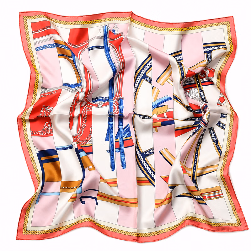 Custom Printed Full-Color Mulberry Silk Square Neck Scarf