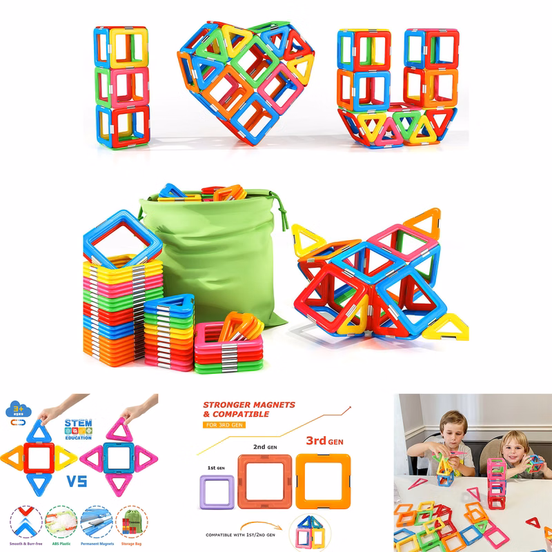 Upgraded Magnetic Blocks Tough Tiles STEM Toys