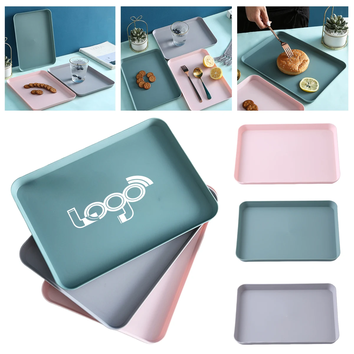 Customizable Nordic Plastic Tray for Breakfast, Tea, and Desserts 1