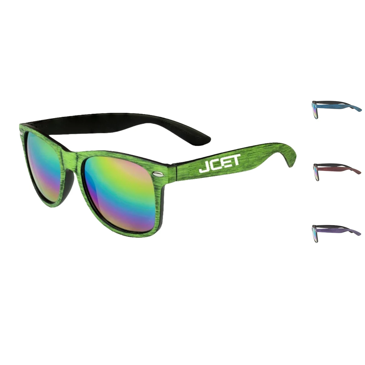 Matte Woodgrain Finish sunglass with Mirrored Glass UV Protection 1