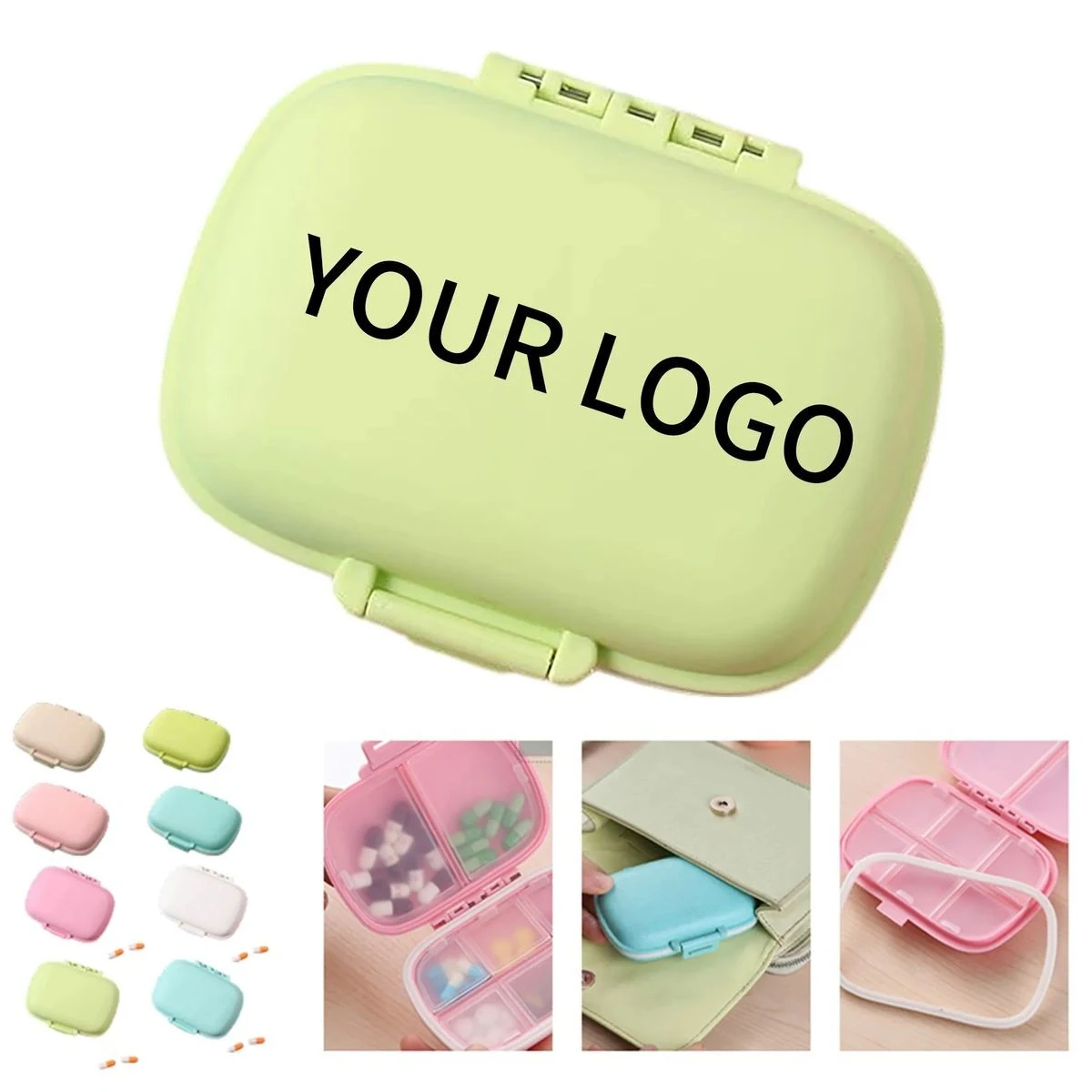 8 Slot Medicine Box with Front Logo Area 1