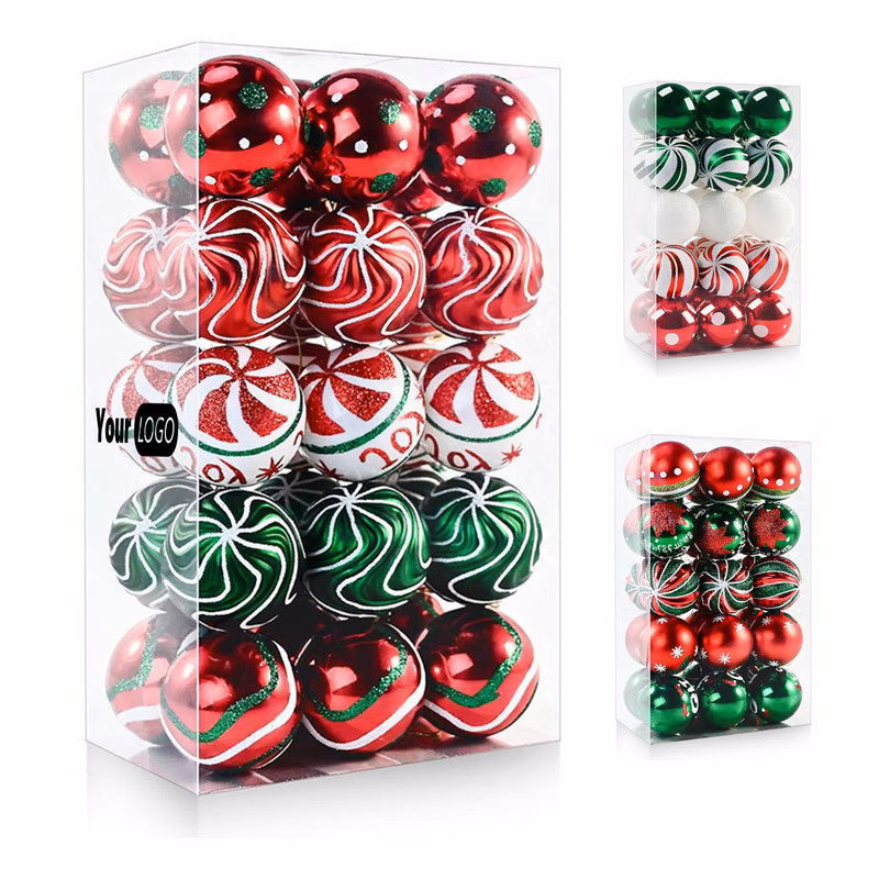 Plastic Christmas Painted Ball Decorations
