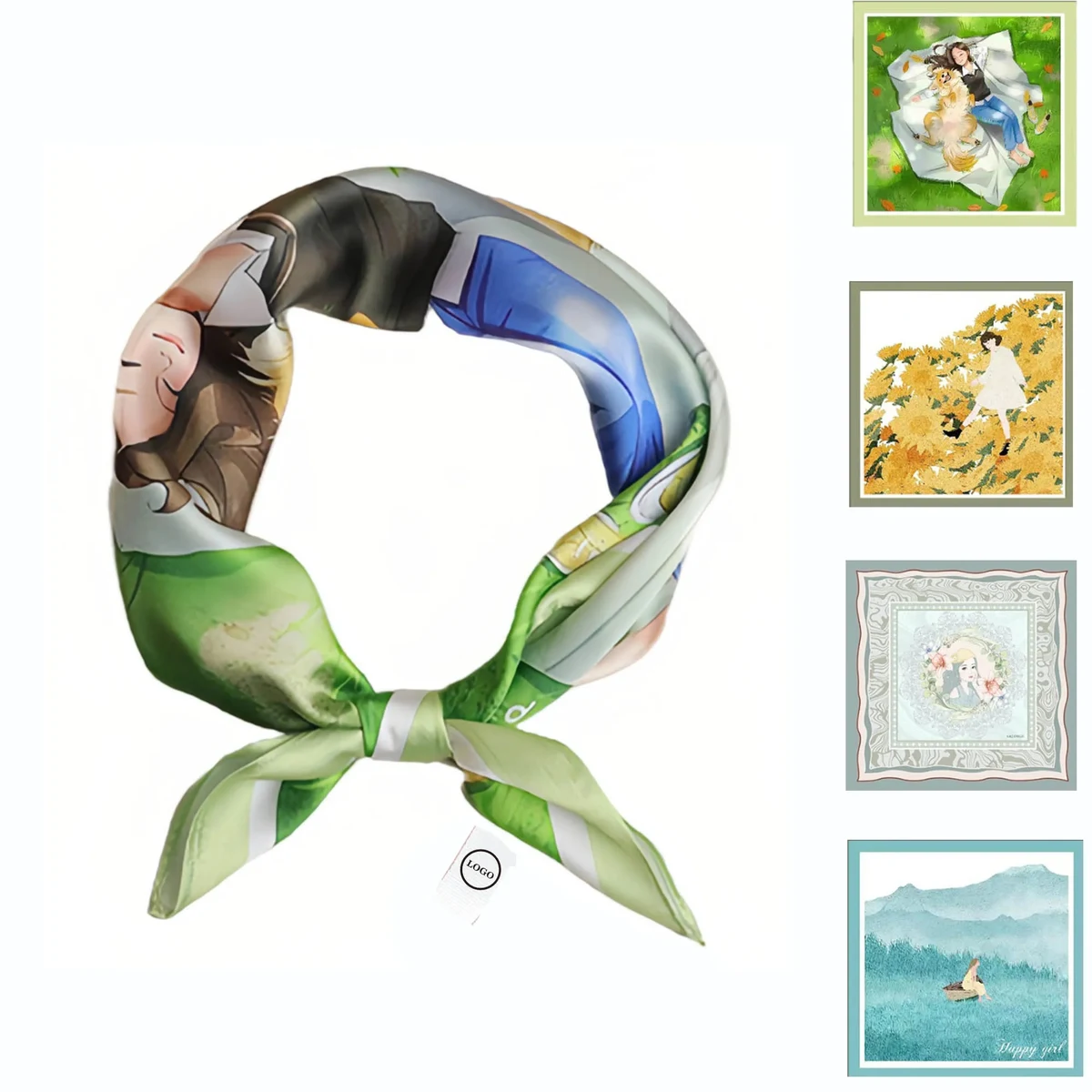 Floral Print Silk Square Scarf 1