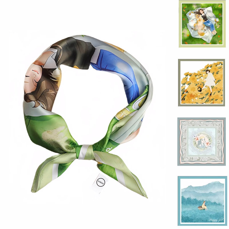 Floral Print Silk Square Scarf
