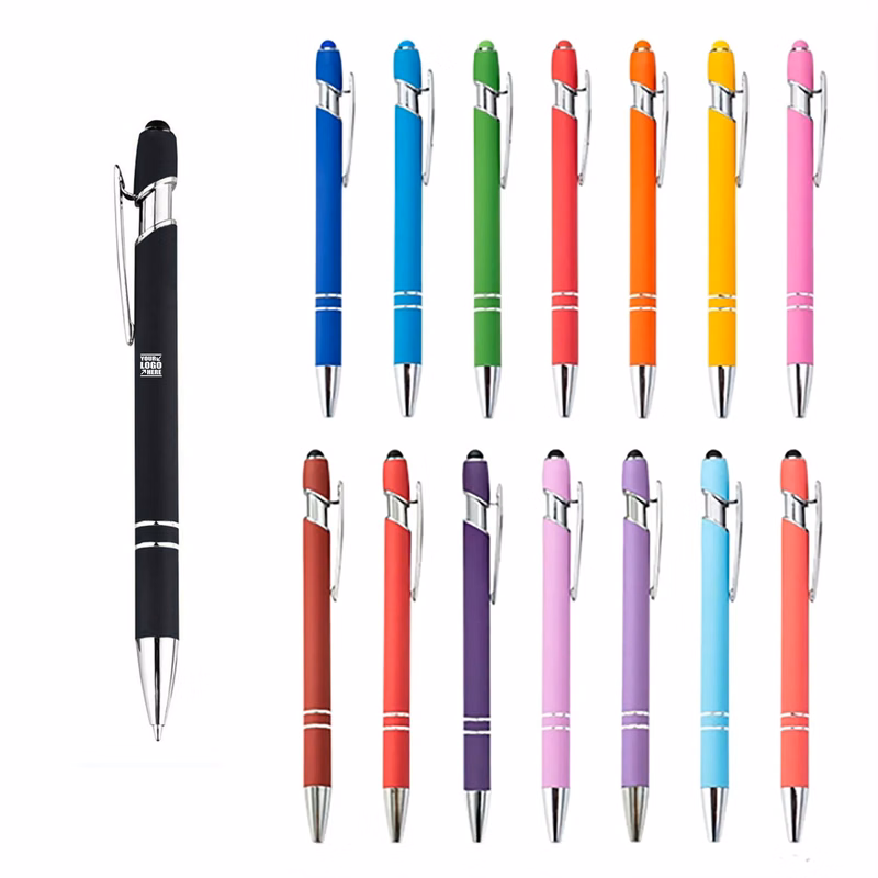 Rubber Soft Touch Ballpoint Pen With Stylus Tip