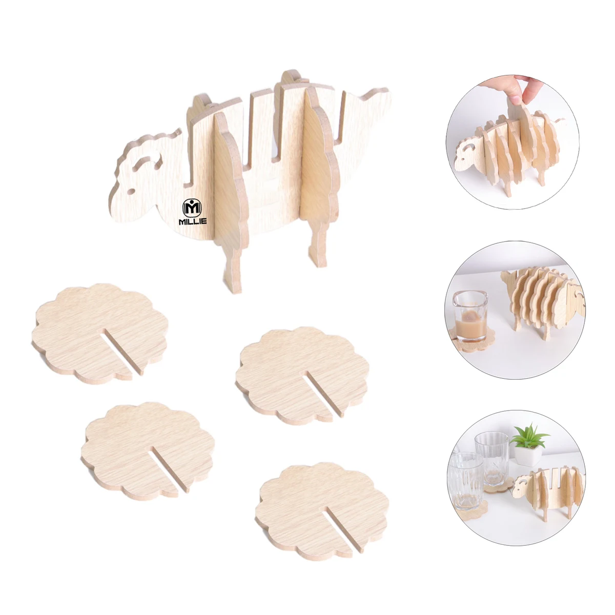 Creative Lamb Wooden Coaster 1