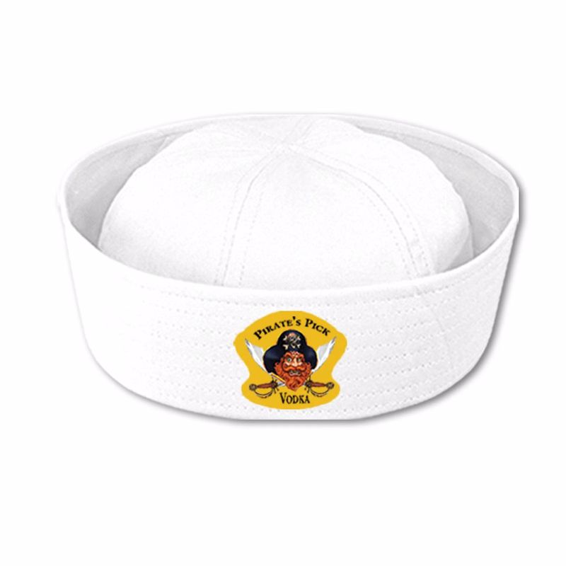 100% White Cotton Sailor Hat with a 4-color heat transfer