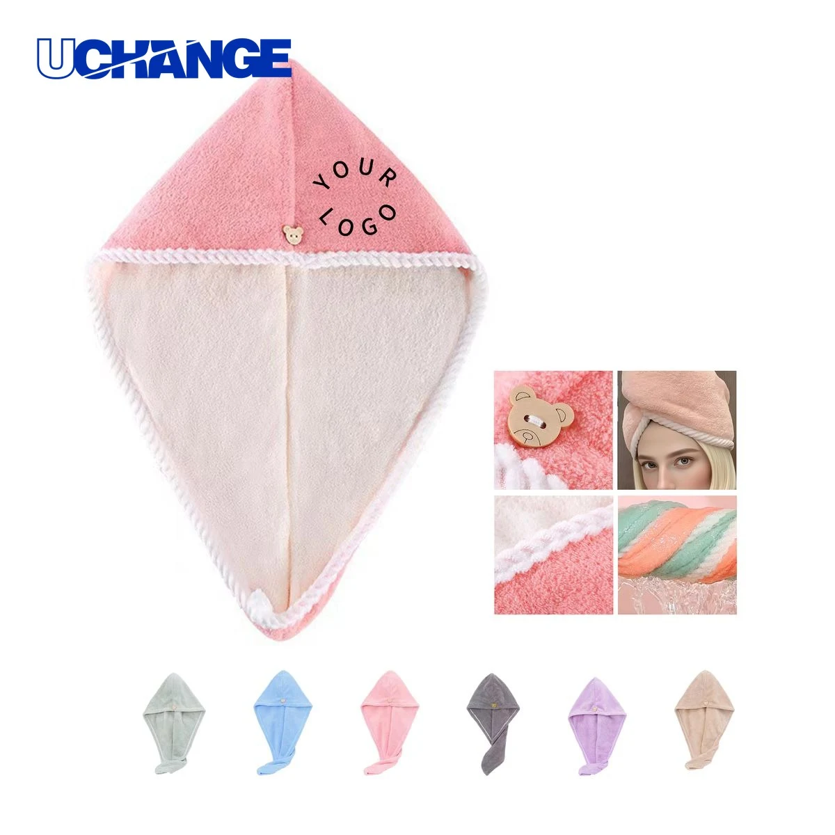 Microfiber Hair Wrap Towel with Button Loop 1