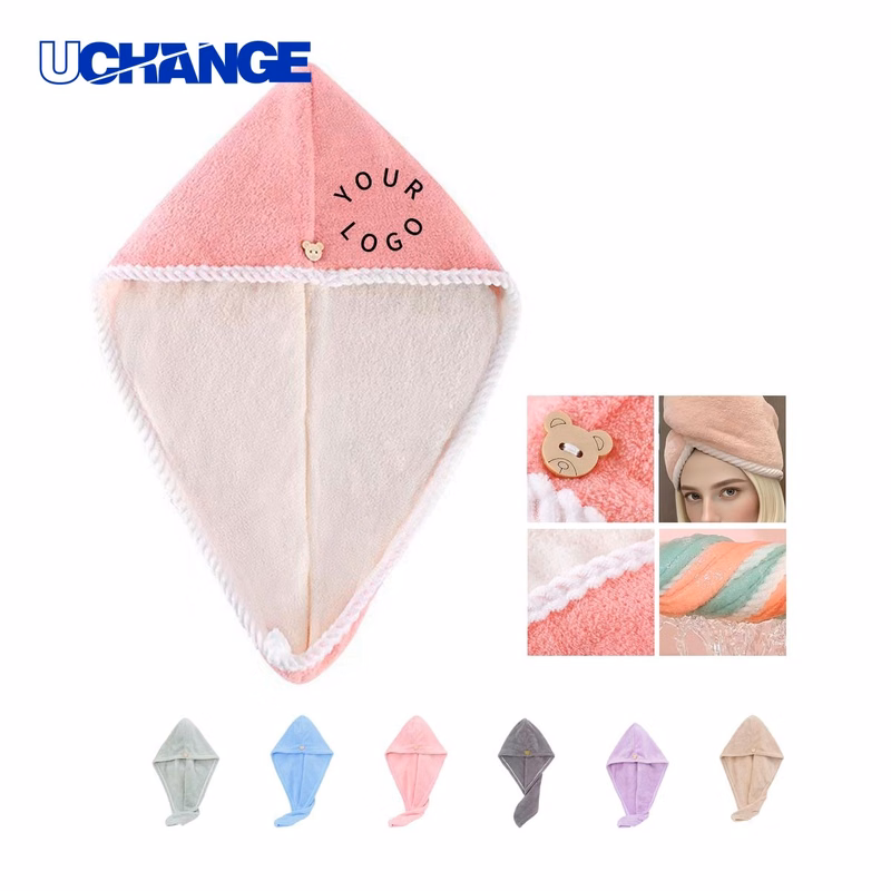 Microfiber Hair Wrap Towel with Button Loop