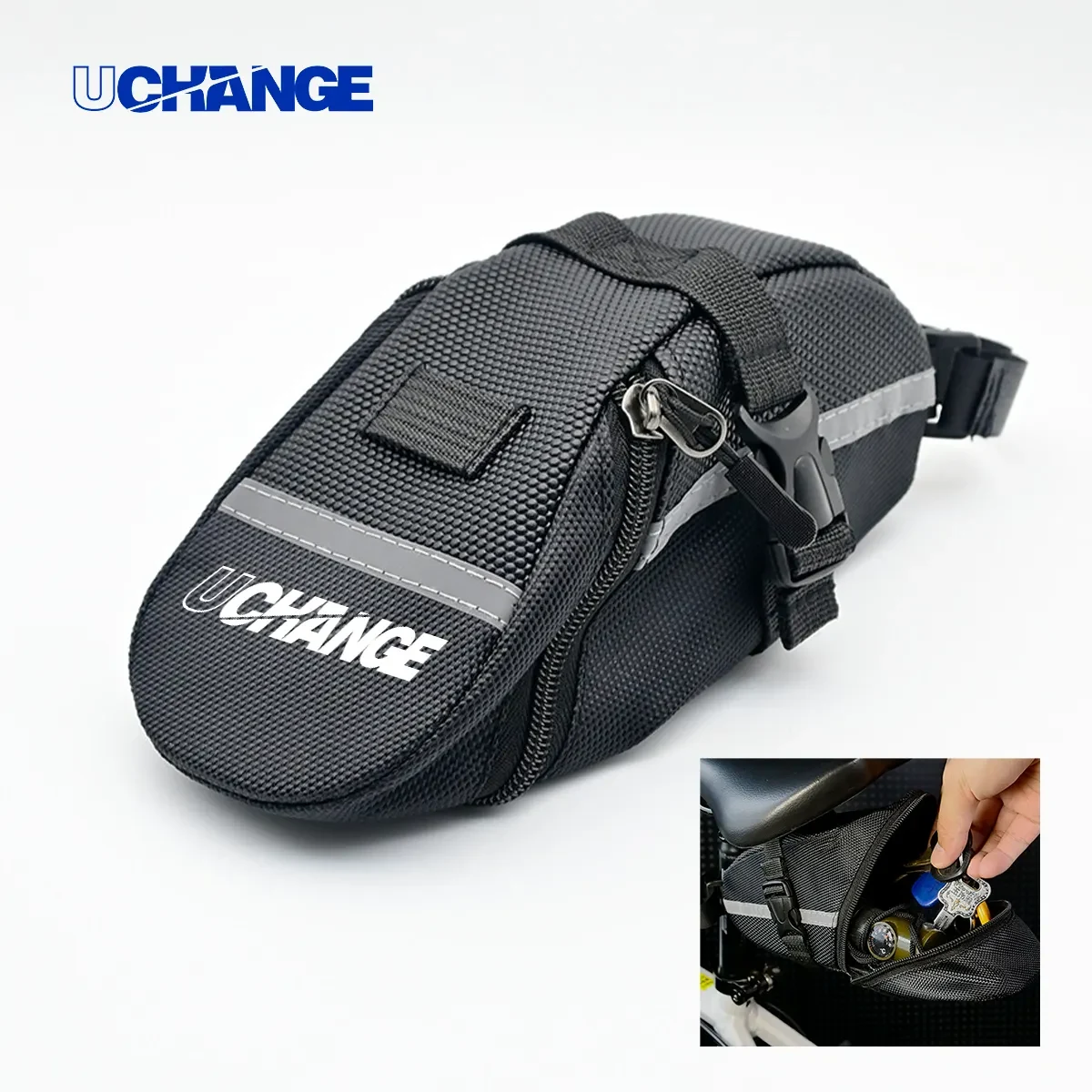 Reflective Nylon Bike Saddle Bag Under-Seat Storage 1