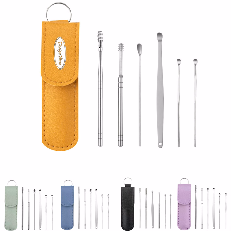 Premium 6-Piece Ear Cleaning Kit with Leather Case & Ear Picks