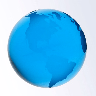BLUE OPTIC CRYSTAL GLOBE PAPERWEIGHT