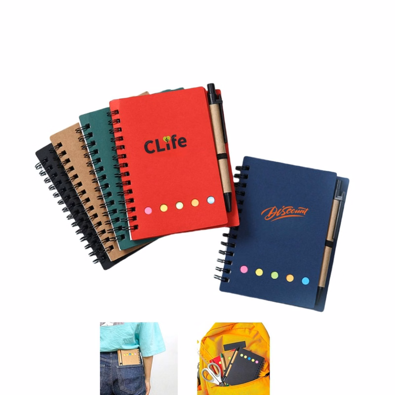Spiral Notebook Steno Pads Lined Notepad with Pen in Holder