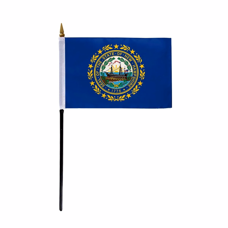 4"x6" & 12"x18'' New Hampshire ePoly Printed Stick Flags